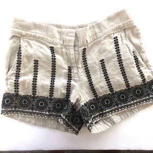 Loft linen shorts with black embroidery